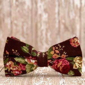 Men’s Bohemian Style Brown Floral Bow Tie